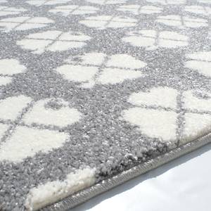 Kinderteppich Kleeblatt Kunstfaser - Grau / Weiß