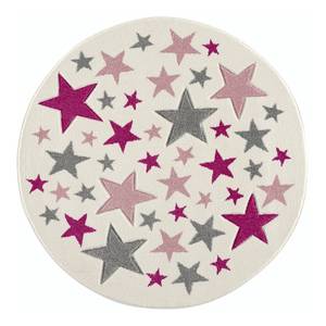 Tapis enfant rond Stella Fibres synthétiques - Crème / Rose vieilli - Diamètre : 133 cm