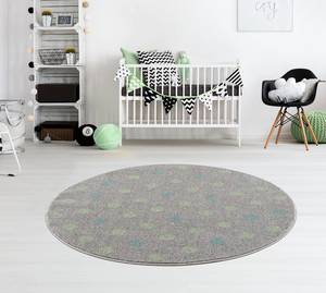 Kinderteppich Confetti Rund Kunstfaser - Grau / Mintgrau - Durchmesser: 133 cm