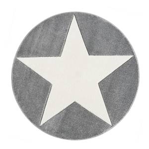 Kindervloerkleed Shootingstar rond kunstvezels - Crèmekleurig/Grijs - Diameter: 133 cm