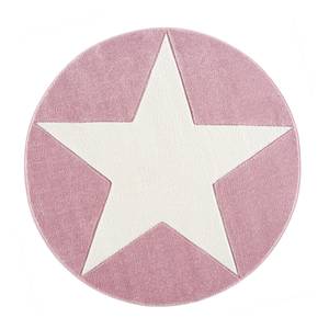 Kindervloerkleed Shootingstar rond kunstvezels - Crèmekleurig/Oud pink - Diameter: 160 cm