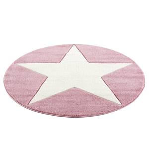 Kindervloerkleed Shootingstar rond kunstvezels - Crèmekleurig/Oud pink - Diameter: 160 cm