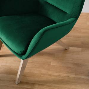 Fauteuil Hepburn I fluweel - Velours Shyla: Donkergroen - Lichte eikenhouten