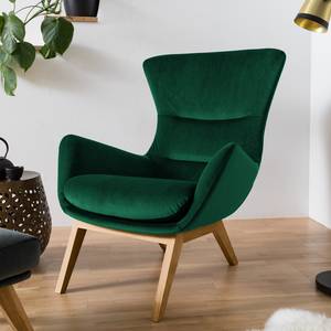 Fauteuil Hepburn I Velours - Velours Shyla: Vert foncé - Chêne foncé