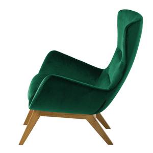 Fauteuil Hepburn I fluweel - Velours Shyla: Donkergroen - Donkere eikenhout