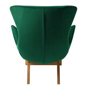 Fauteuil Hepburn I fluweel - Velours Shyla: Donkergroen - Donkere eikenhout