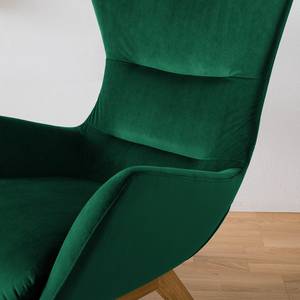 Fauteuil Hepburn I Velours - Velours Shyla: Vert foncé - Chêne foncé