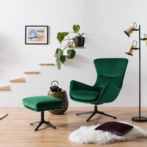 Fauteuil HEPBURN met kruisvoet fluweel - Velours Shyla: Donkergroen - Zwart