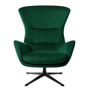 Fauteuil HEPBURN met kruisvoet fluweel - Velours Shyla: Donkergroen - Zwart