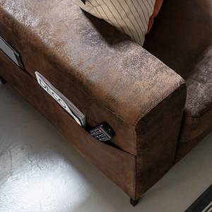 Canapé d‘angle Summer III Marron vintage - Méridienne courte à droite (vue de face) - Avec fonction couchage