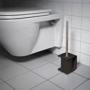WC-Garnitur Radius Puro Cling Zum Kleben - Aluminium - Matt Schwarz