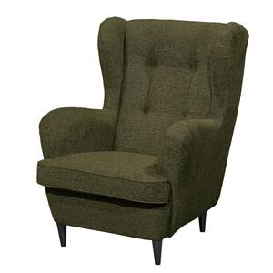 Fauteuil Marson geweven stof/microvezel - Geweven stof Roge: Olijfgroen - Zonder hocker