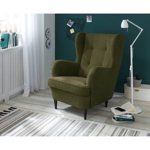 Fauteuil Marson Tissu, microfibre - Tissu Roge: Vert olive - Sans repose-pieds