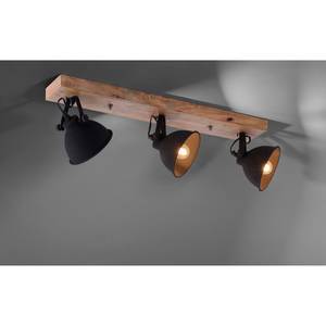 Wandlamp Samia V ijzer/deels massief hout - 3 lichtbronnen