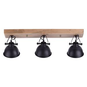 Wandlamp Samia V ijzer/deels massief hout - 3 lichtbronnen