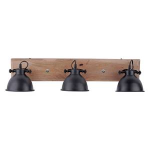 Wandlamp Samia V ijzer/deels massief hout - 3 lichtbronnen