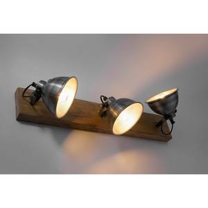Wandlamp Samia VI ijzer/deels massief hout - 3 lichtbronnen