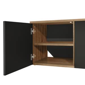 Meuble TV Albi Placage en bois véritable - Noyer / Noir