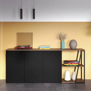 Sideboard Albi Echtholzfurnier - Walnuss / Schwarz