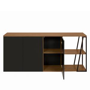 Dressoir Albi fineer van echt hout - Walnoothoutkleurig/Zwart