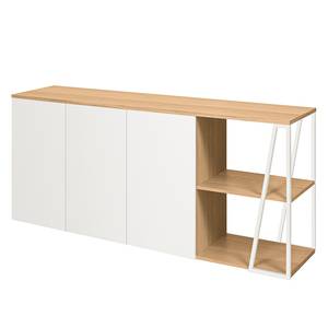 Buffet Albi Placage en bois véritable - Chêne / Blanc