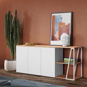 Buffet Albi Placage en bois véritable - Chêne / Blanc