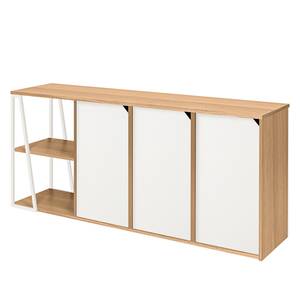 Buffet Albi Placage en bois véritable - Chêne / Blanc