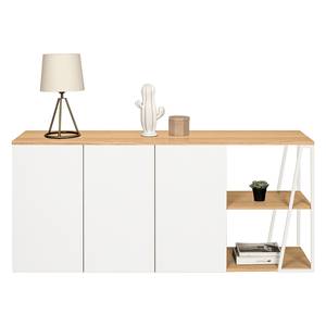 Buffet Albi Placage en bois véritable - Chêne / Blanc