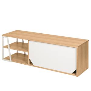 Tv-meubel Albi fineer van echt hout - Eikenhout/wit