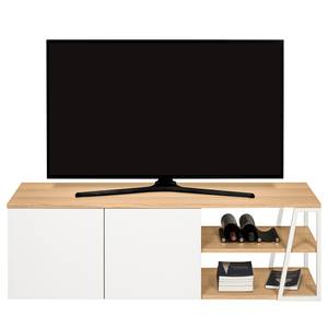 Meuble TV Albi Placage en bois véritable - Chêne / Blanc