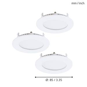 LED-Einbauleuchte Fueva (3er-Set) Polystyrol / Stahl - 3-flammig - Weiß