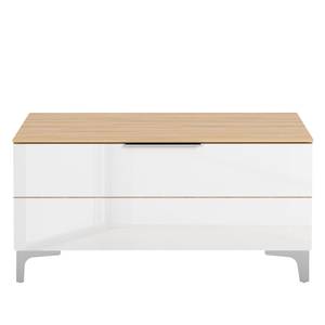 Banc d’entrée Shino Verre - Blanc / Imitation chêne - Largeur : 90 cm