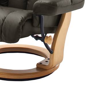 Fauteuil relax et repose-pieds Grunewald Cuir véritable / Imitation cuir - Limon - Marron clair