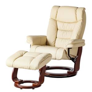 Fauteuil relax et repose-pieds Rimbach Cuir véritable / Imitation cuir - Crème