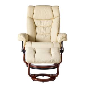 Fauteuil relax et repose-pieds Rimbach Cuir véritable / Imitation cuir - Crème