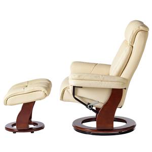 Fauteuil relax et repose-pieds Rimbach Cuir véritable / Imitation cuir - Crème