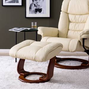 Fauteuil relax et repose-pieds Rimbach Cuir véritable / Imitation cuir - Crème