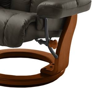 Fauteuil relax et repose-pieds Grunewald Cuir véritable / Imitation cuir - Limon - Marron