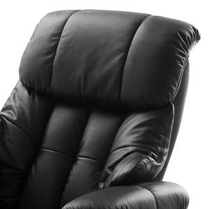 Fauteuil relax et repose-pieds Grunewald Cuir véritable / Imitation cuir - Noir - Noir