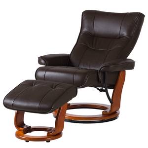 Fauteuil relax + repose-pieds Westerwald Cuir véritable / Imitation cuir - Marron