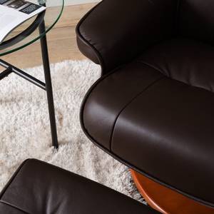 Fauteuil relax + repose-pieds Westerwald Cuir véritable / Imitation cuir - Marron