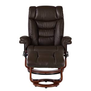 Fauteuil relax et repose-pieds Rimbach Cuir véritable / Imitation cuir - Marron