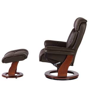 Fauteuil relax et repose-pieds Rimbach Cuir véritable / Imitation cuir - Marron