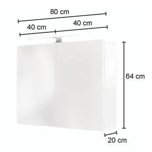 Armoire de toilette Cevio Éclairage inclus - Blanc brillant - Largeur : 80 cm