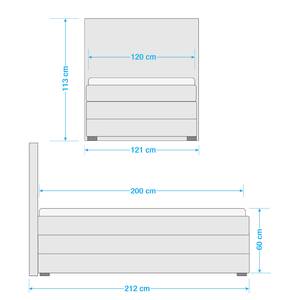 Boxspring Griggs Bekleding: geweven stof inclusief opbergruimte - Zilver - 120 x 200cm