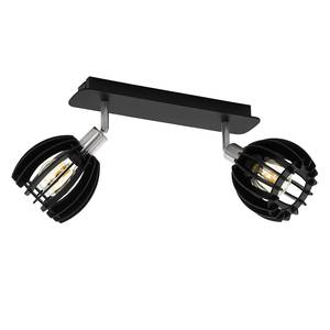 Plafondlamp Cossano staal - Zwart - Aantal lichtbronnen: 2