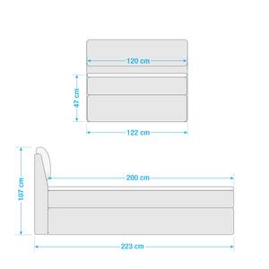 Boxspring Kapaa Bekleding: geweven stof inclusief opbergruimte - Aardekleurig - 120 x 200cm