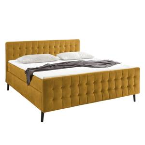 Lit boxspring Multia Revêtement : tissu - Jaune maïs