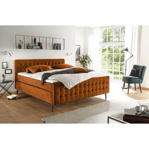 Lit boxspring Multia Revêtement : tissu - Ambre jaune