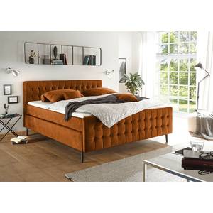 Lit boxspring Multia Revêtement : tissu - Ambre jaune